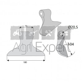 Marteau de broyeur Cabe, RM18-20, alésage 20,5 - rayon 104 - largeur 180 mm, M6318/20, B.82