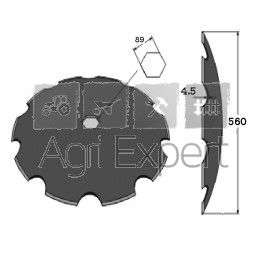 Disque bombé crénelé diamètre 560x4.5 hexagonal 89 mm NIAUX