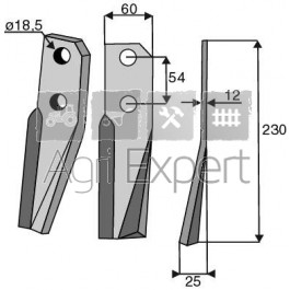 Lame cultilabour renforcé Kuhn rèf:52260000/100 dim. 60x12x230 EA54 D18.5