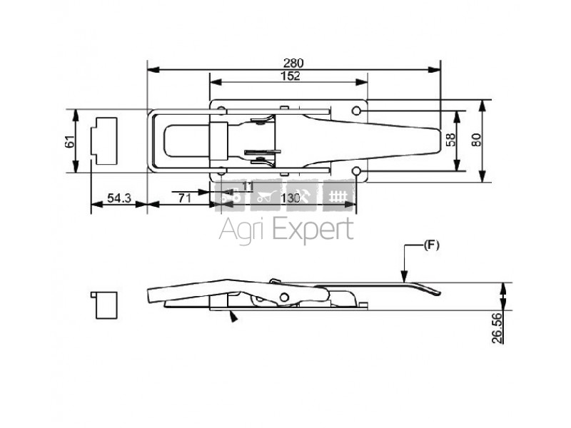 Fermeture Tico pour remorque dimensions 270x80mm