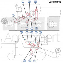 Courroie de renvoi filtre rotatif MB Case IH 30, 943, 953, Pompe rabateur Axial Flow 1640, 1660, Laverda L 521, L 523, L 524, L 624, 2350LS, 2350LX, 2450AL, TL58i