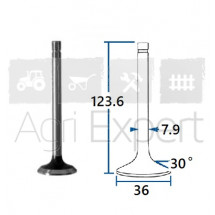 Soupape d'échappement moteur Same 1000.6WT3V, 1000.6WTI3V, 1000.6WTI13V,  tracteur Lamborghini Champion 120, 135, 160 Intel-Cab, 180 Intel-Cab, 200 Intel-Cab