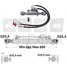 Barre de poussée hydraulique 3T catégorie 2, entre-axe 480/690 mm avec flexibles et prises 