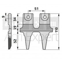 Doigts double barre de coupe faucheuse motofaucheuse BCS Laser, Laser EL, BF2011