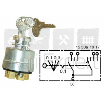 Commutateur de démarrage à clé avec préchauffage BOSCH pour engins CLARK, FENDT, Deutz, Liebherr, Massey Ferguson, Manitou, MWM, Renault, Poclain 