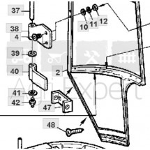 Charnière de porte cabine SG2 tracteur John-Deere 2250, 2355, 2450, 2555, 2650, 2650N, 2755, 2850, 2855N, 2955, 3050, 3055, 3150, 3155, 3255, 3350, 3650 