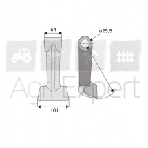 Marteau de broyeur Maschio, FALC, alésage 25,5 - rayon 180 - largeur 101 mm , M34-25