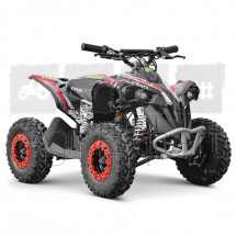 Quad électrique enfant 1060W ENDURO Canada noir et rouge avec moteur Brushless, suspensions avant indépendantes, marche avant et arrière, Freins à disques, conçu en France