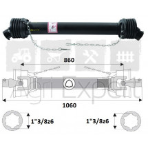 Transmission à cardan B5 machoire 1 3/8" 6Z longueur 1 mètre croisillon de 30.2x80 mm pour machine agricole